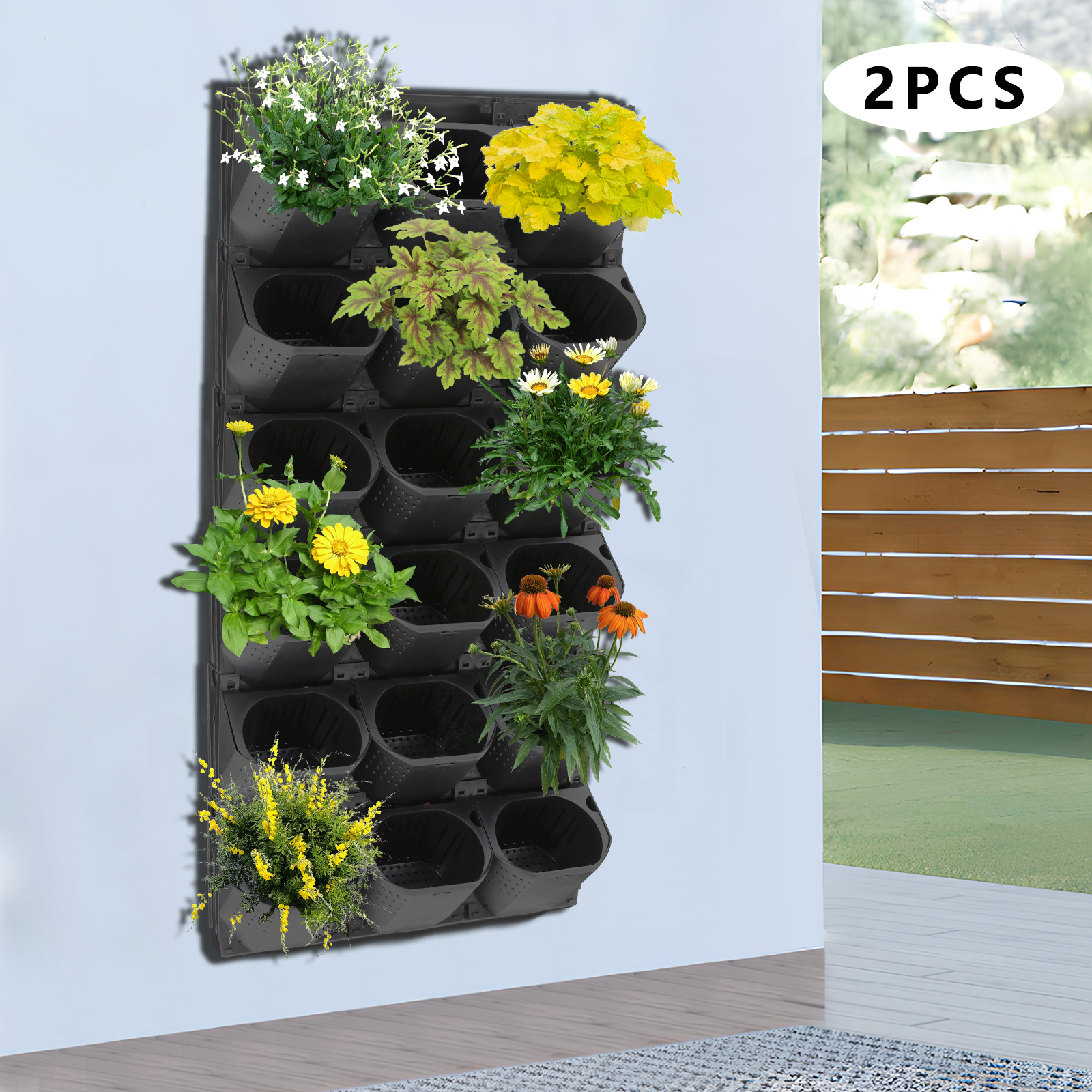 Vertical Wall Planter - Stackable Self Watering Wall Planter Wall-Mounted