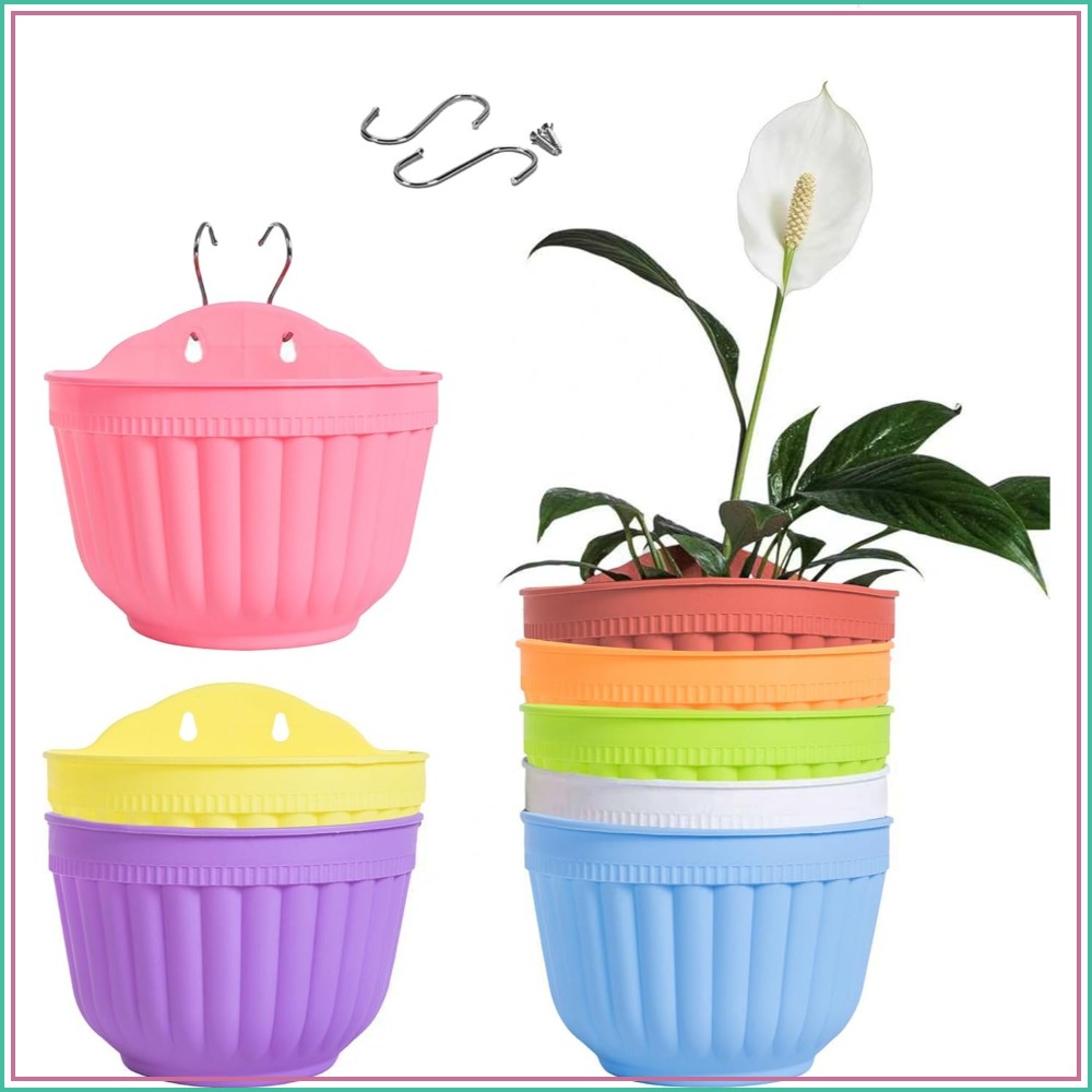Vertical Wall Planter - 8-Pack Colorful Resin Wall Hanging Planters