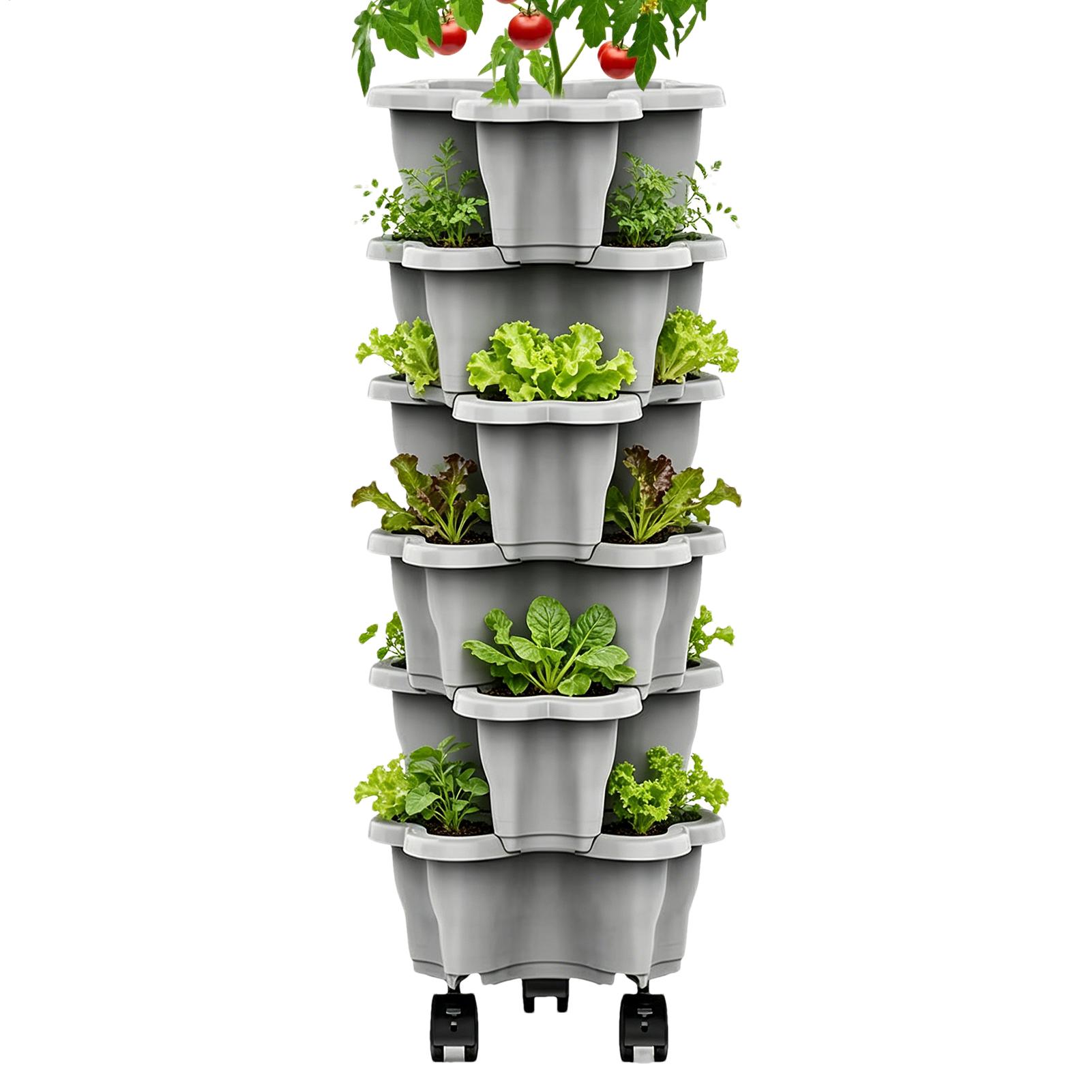Vertical Wall Planter - 6-Tier Plastic Stackable Vertical Flower Pot