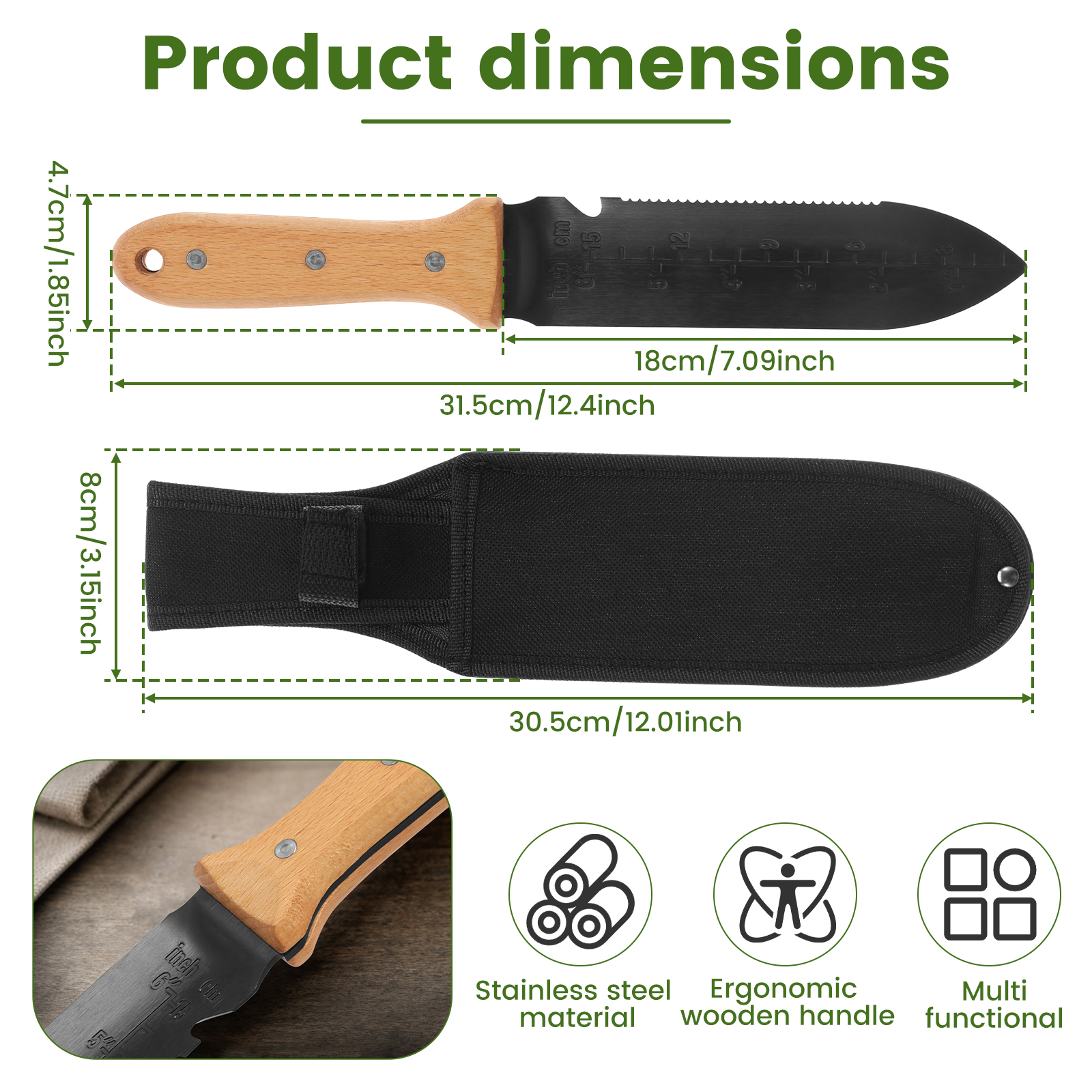 Garden Hori Hori Knife Stainle - Harvest Knife Garden บทวิจารณ์และราคา