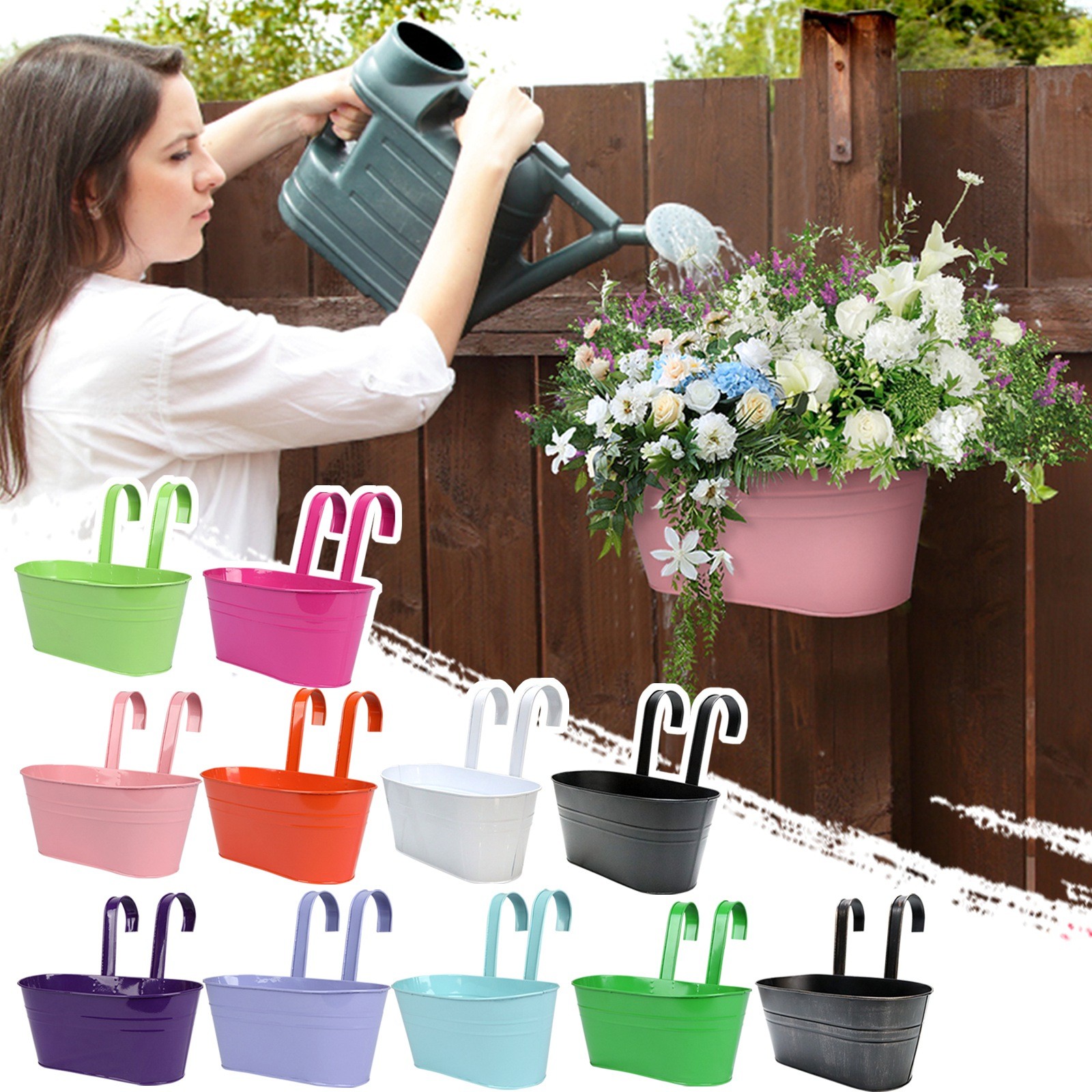 Metal Iron Hanging Flower Pots - Vertical Wall Planter บทวิจารณ์และราคา