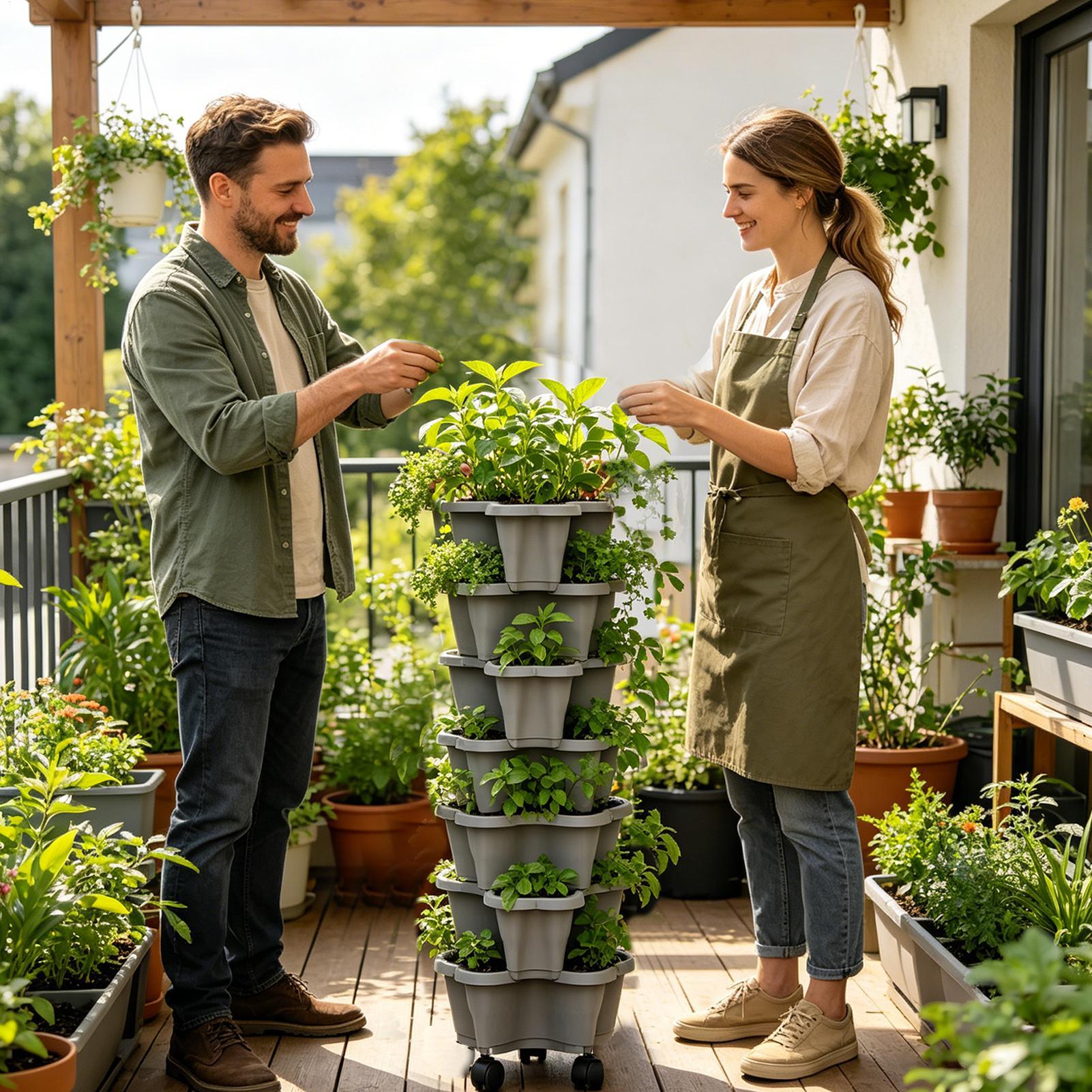 New Vertical Tower Stackable F - Vertical Wall Planter บทวิจารณ์และราคา