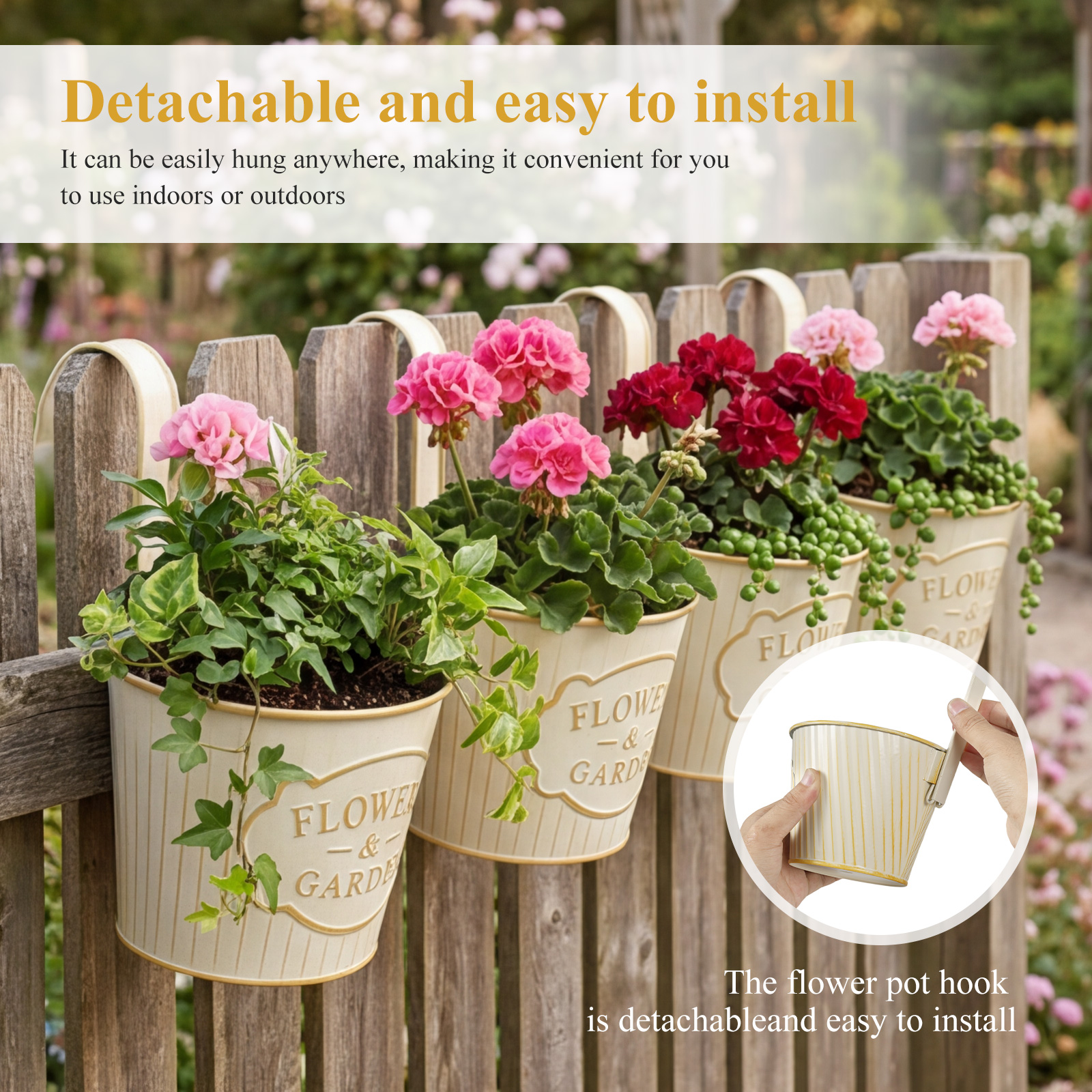 5Pcs Hanging Flower Pots Metal - Gardening Tools Vintage บทวิจารณ์และราคา