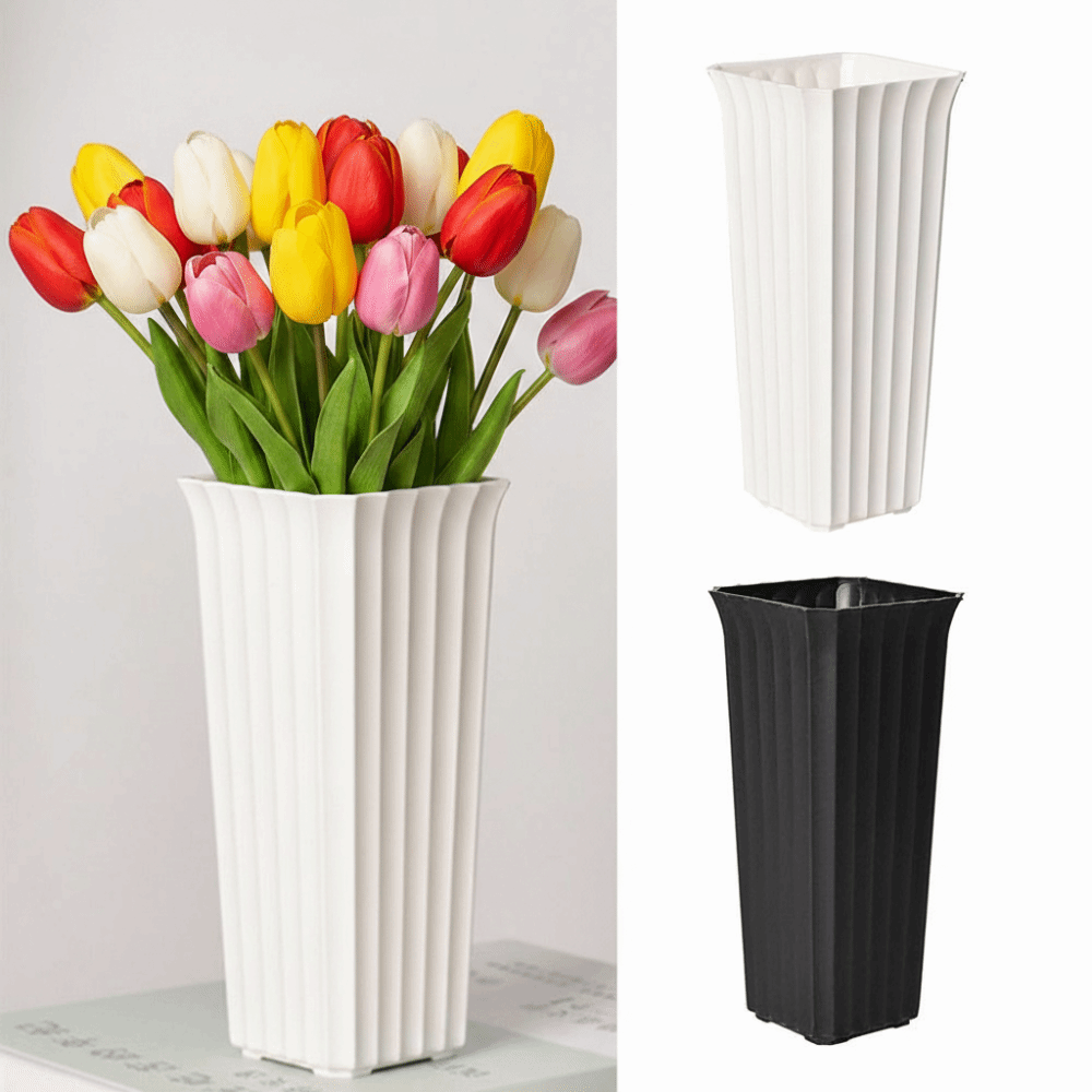 Modern Black White Flower Vase - Vertical Wall Planter บทวิจารณ์และราคา